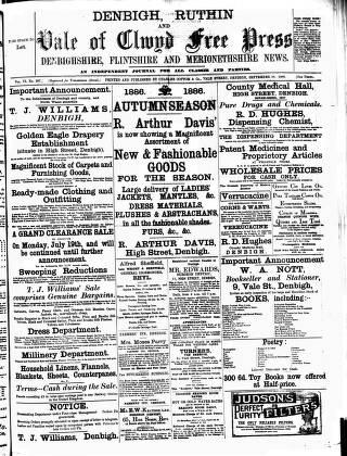 cover page of Denbighshire Free Press published on September 18, 1886