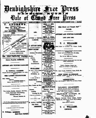 cover page of Denbighshire Free Press published on November 15, 1890