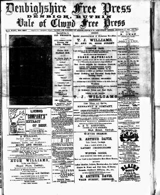 cover page of Denbighshire Free Press published on December 30, 1893