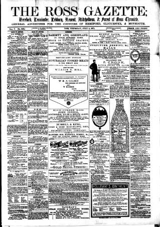 cover page of Ross Gazette published on July 6, 1871