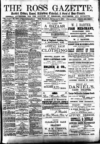 cover page of Ross Gazette published on September 18, 1890