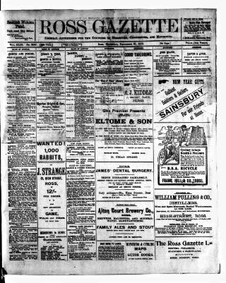 cover page of Ross Gazette published on December 30, 1915