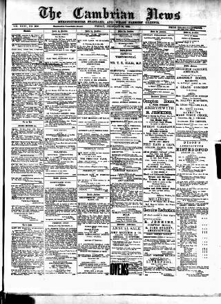 cover page of Cambrian News published on February 28, 1890