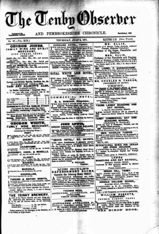 cover page of Tenby Observer published on July 6, 1871