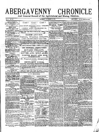 cover page of Abergavenny Chronicle published on November 30, 1872