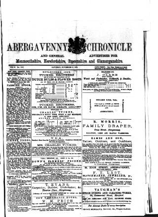 cover page of Abergavenny Chronicle published on November 15, 1873