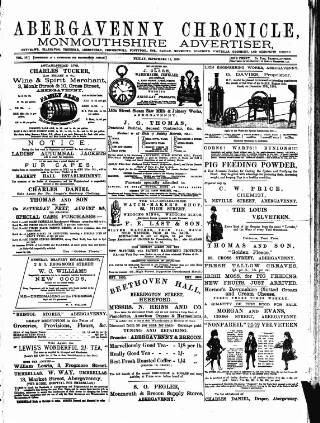 cover page of Abergavenny Chronicle published on September 18, 1885