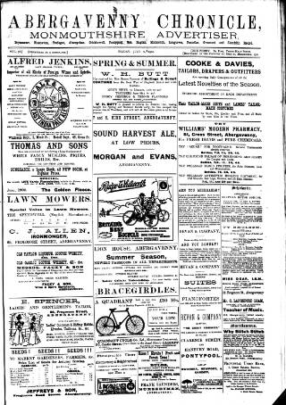 cover page of Abergavenny Chronicle published on July 6, 1900
