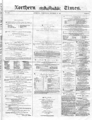 cover page of Northern Daily Times published on December 30, 1857