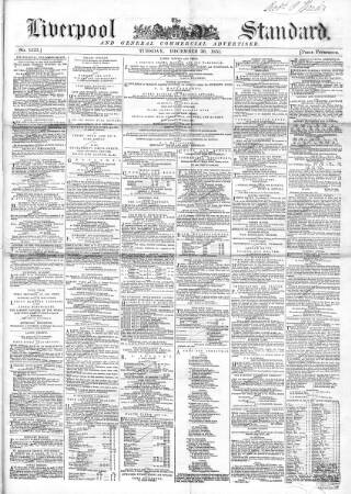 cover page of Liverpool Standard and General Commercial Advertiser published on December 30, 1851