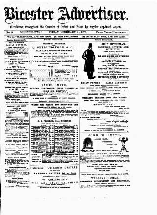 cover page of Bicester Advertiser published on February 28, 1879