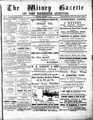 cover page of Witney Gazette and West Oxfordshire Advertiser published on November 15, 1884