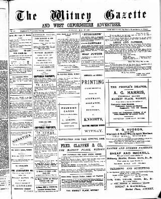 cover page of Witney Gazette and West Oxfordshire Advertiser published on May 29, 1886