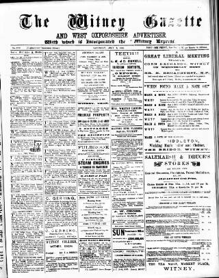 cover page of Witney Gazette and West Oxfordshire Advertiser published on July 6, 1895