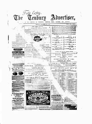 cover page of Tenbury Wells Advertiser published on December 30, 1873