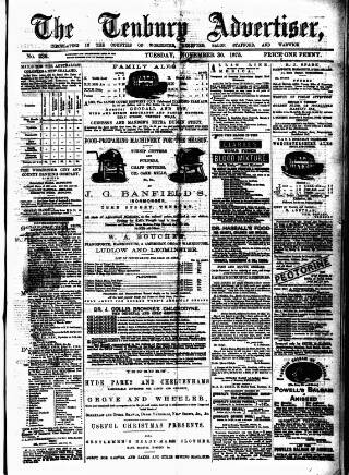 cover page of Tenbury Wells Advertiser published on November 30, 1875
