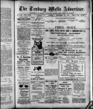 cover page of Tenbury Wells Advertiser published on December 30, 1913