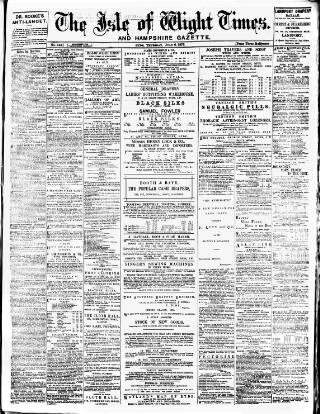 cover page of Isle of Wight Times published on July 6, 1876