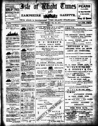 cover page of Isle of Wight Times published on May 29, 1902