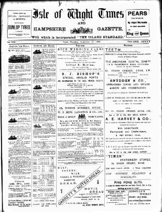 cover page of Isle of Wight Times published on September 18, 1902