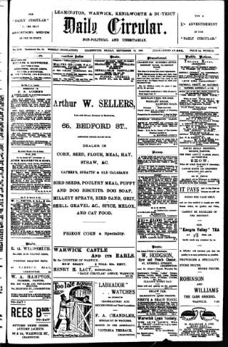 cover page of Leamington, Warwick, Kenilworth & District Daily Circular published on September 18, 1903