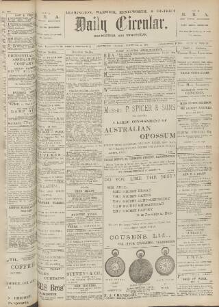 cover page of Leamington, Warwick, Kenilworth & District Daily Circular published on November 15, 1904