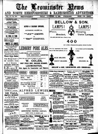 cover page of Leominster News and North West Herefordshire & Radnorshire Advertiser published on November 15, 1895