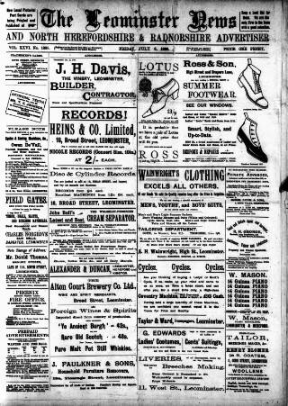 cover page of Leominster News and North West Herefordshire & Radnorshire Advertiser published on July 6, 1906