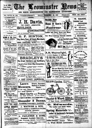 cover page of Leominster News and North West Herefordshire & Radnorshire Advertiser published on February 28, 1908