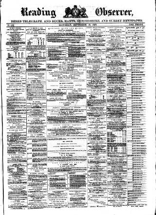 cover page of Reading Observer published on September 18, 1875