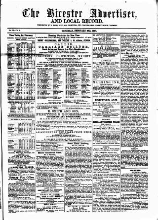 cover page of Bicester Advertiser published on February 28, 1857