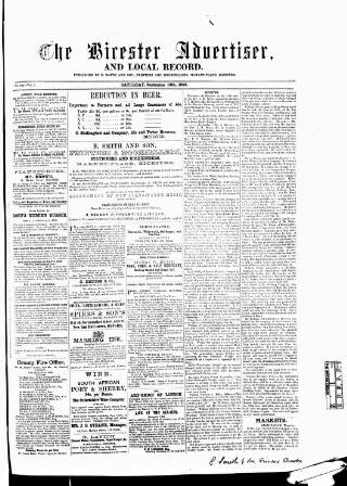 cover page of Bicester Advertiser published on September 18, 1858