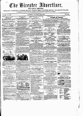 cover page of Bicester Advertiser published on November 30, 1861