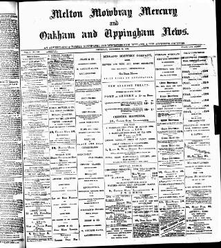 cover page of Melton Mowbray Mercury and Oakham and Uppingham News published on December 30, 1886