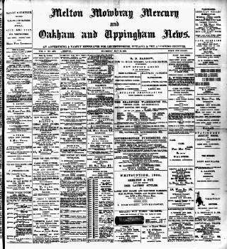 cover page of Melton Mowbray Mercury and Oakham and Uppingham News published on May 29, 1890