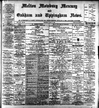 cover page of Melton Mowbray Mercury and Oakham and Uppingham News published on July 6, 1899