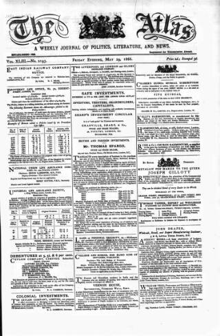 cover page of Atlas published on May 29, 1868