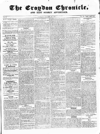 cover page of Croydon Chronicle and East Surrey Advertiser published on November 15, 1856