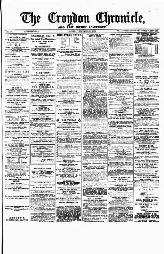 cover page of Croydon Chronicle and East Surrey Advertiser published on December 30, 1865