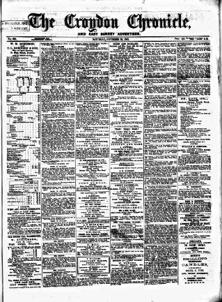 cover page of Croydon Chronicle and East Surrey Advertiser published on November 30, 1867