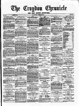 cover page of Croydon Chronicle and East Surrey Advertiser published on July 6, 1878