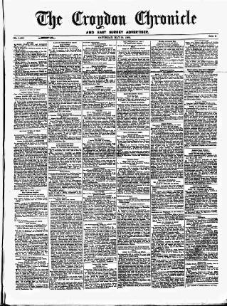 cover page of Croydon Chronicle and East Surrey Advertiser published on May 29, 1880