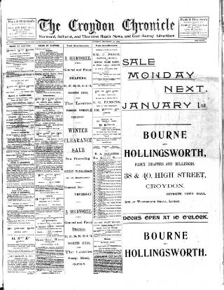 cover page of Croydon Chronicle and East Surrey Advertiser published on December 30, 1899