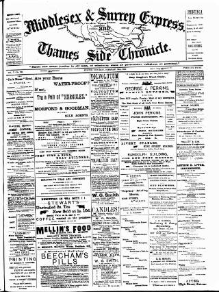 cover page of Middlesex & Surrey Express published on February 28, 1891