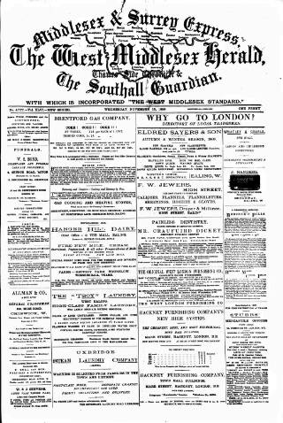 cover page of Middlesex & Surrey Express published on November 15, 1899