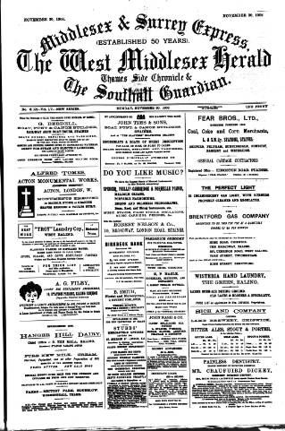 cover page of Middlesex & Surrey Express published on November 30, 1908