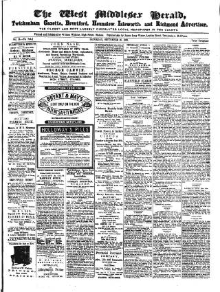 cover page of West Middlesex Herald published on September 18, 1869
