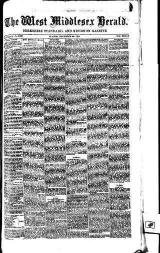 cover page of West Middlesex Herald published on November 30, 1892