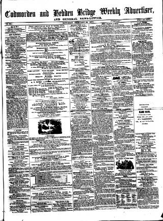 cover page of Todmorden Advertiser and Hebden Bridge Newsletter published on February 28, 1863