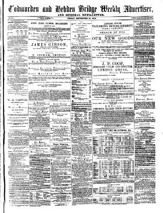 cover page of Todmorden Advertiser and Hebden Bridge Newsletter published on September 18, 1874